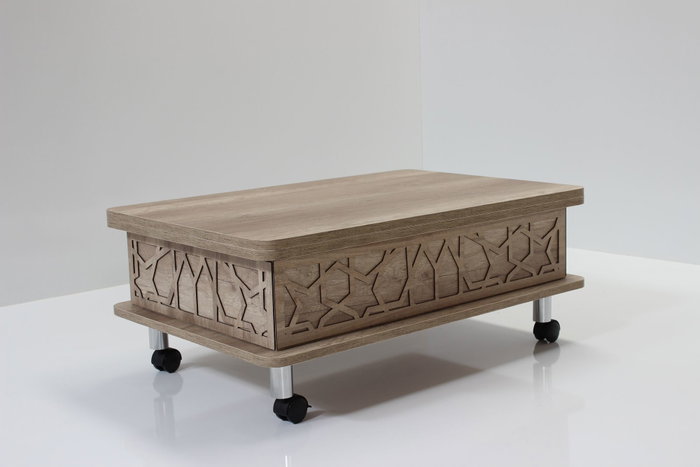 Hanah Home Mesa de café Alaska ajustable con ruedas